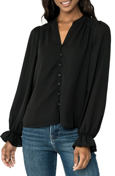Gibsonlook Ruffle Sleeve Blouse In Black