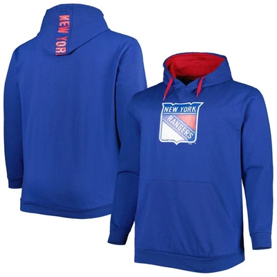 Profile Men's Blue New York Rangers Big And Tall Fleece Pullover Hoodie