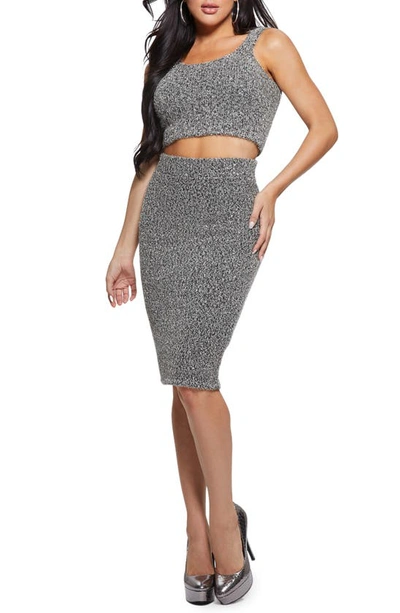 Guess Tinsley Sparkle Sweater Pencil Skirt In Silk Gray Multi