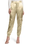 Guess Soundwave Textured Satin Cargo Pants In Cemento