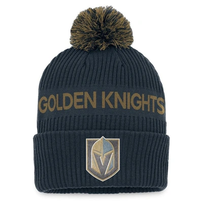 Fanatics Branded Gray/gold Vegas Golden Knights 2022 Nhl Draft Authentic Pro Cuffed Knit Hat With Po In Gray,gold