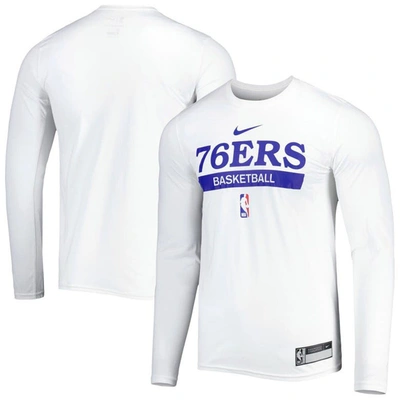 Nike Men's  White Philadelphia 76ers 2022/23 Legend On-court Practice Performance Long Sleeve T-shirt
