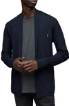 Allsaints Mode Slim Fit Wool Cardigan In Deep Blue Marl