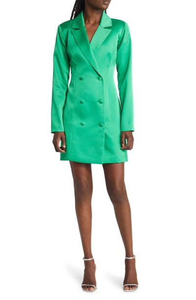 Adelyn Rae Stella Long Sleeve Blazer Dress In Kelly Green