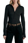 Rag & Bone Gemma Floral Jacquard Polo In Black