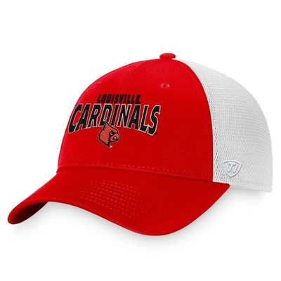 Top Of The World Men's  Red, White Louisville Cardinals Breakout Trucker Snapback Hat In Red,white