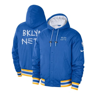Nike Brooklyn Nets Courtside City Edition  Men's Nba Full-snap Jacket In Royal,white