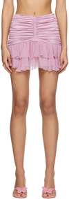 Blumarine Pink Draped Mini Skirt With Ruffles