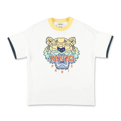 Kenzo Kids' Printed Tiger Cotton Jersey T-shirt In White