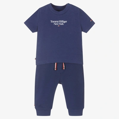 Tommy Hilfiger Blue Cotton Baby Trouser Set