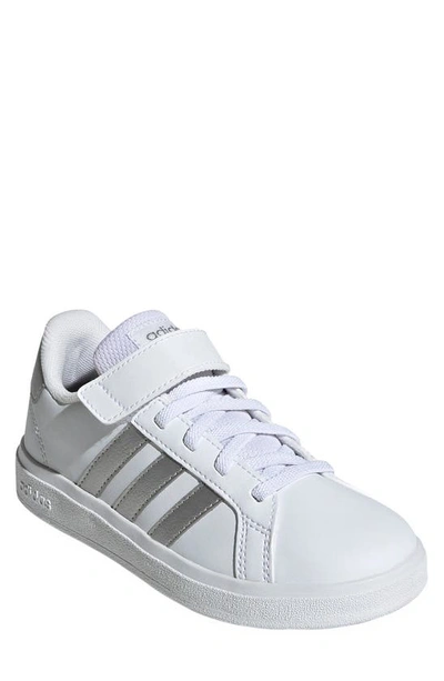 Adidas Originals Kids' Grand Court 2.0 Sneaker In White/ Matte Silver