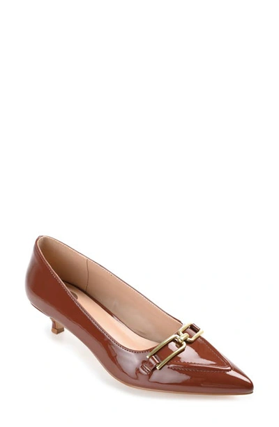 Journee Collection Rumi Metal Bit Kitten Heel Pump In Brown