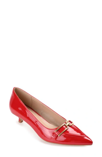Journee Collection Rumi Metal Bit Kitten Heel Pump In Red