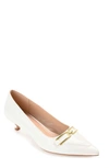 Journee Collection Rumi Metal Bit Kitten Heel Pump In White