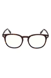 Tom Ford 52mm Round Blue Light Blocking Glasses In Turquoise/ Brown