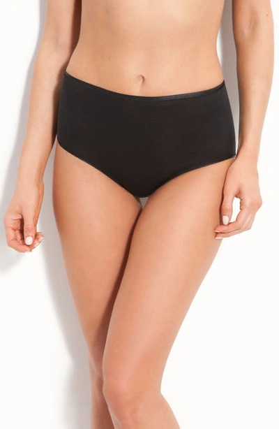 Hanro Seamless Cotton Full-cut Briefs In Black