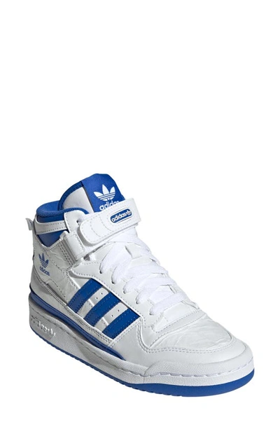 Adidas Originals Adidas Big Kids' Originals Forum Mid Casual Shoes In White/blue