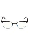 Tom Ford 49mm Small Square Blue Light Blocking Reading Glasses In Black/ Other