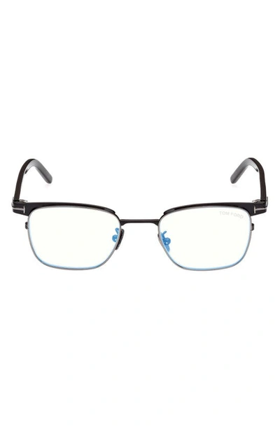 Tom Ford 49mm Small Square Blue Light Blocking Reading Glasses In Black/ Other