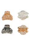 Tasha Assorted 4-pack Crystal Hair Clips In Gold Silver Gunmetal Champagne