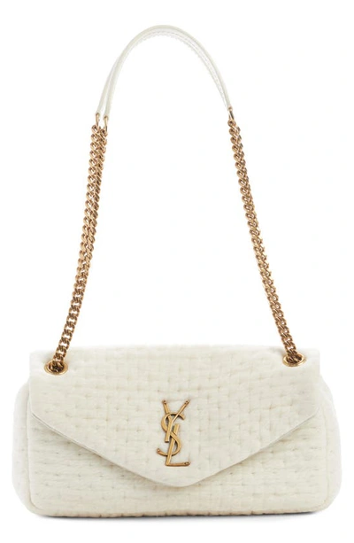 Saint Laurent Small Lou Organza Puffer Shoulder Bag In White Corn/ New Chant