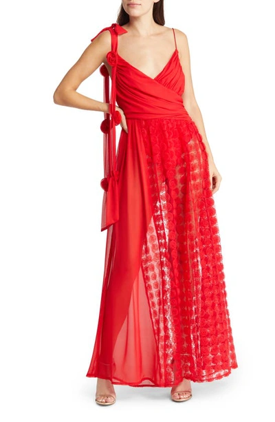 For Love & Lemons Hannah Maxi Dress In Red