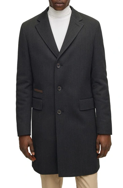 Hugo Boss Hyde Layered Coat With Bib Insert In Grey