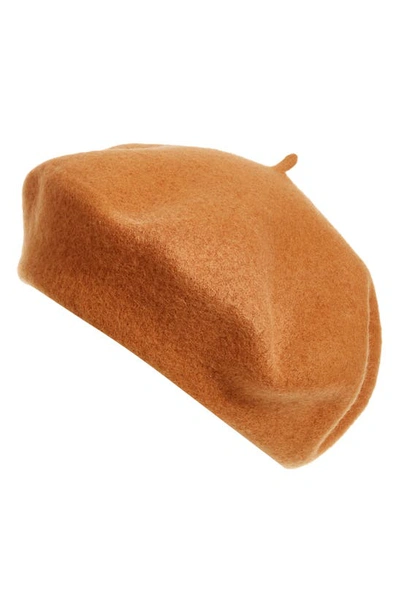 Nordstrom Wool Blend Beret In Tan Cashew