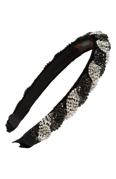 Tasha Twisted Crystal Headband In Crystal Jet