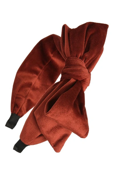 Tasha Velvet Bow Headband In Burgundy