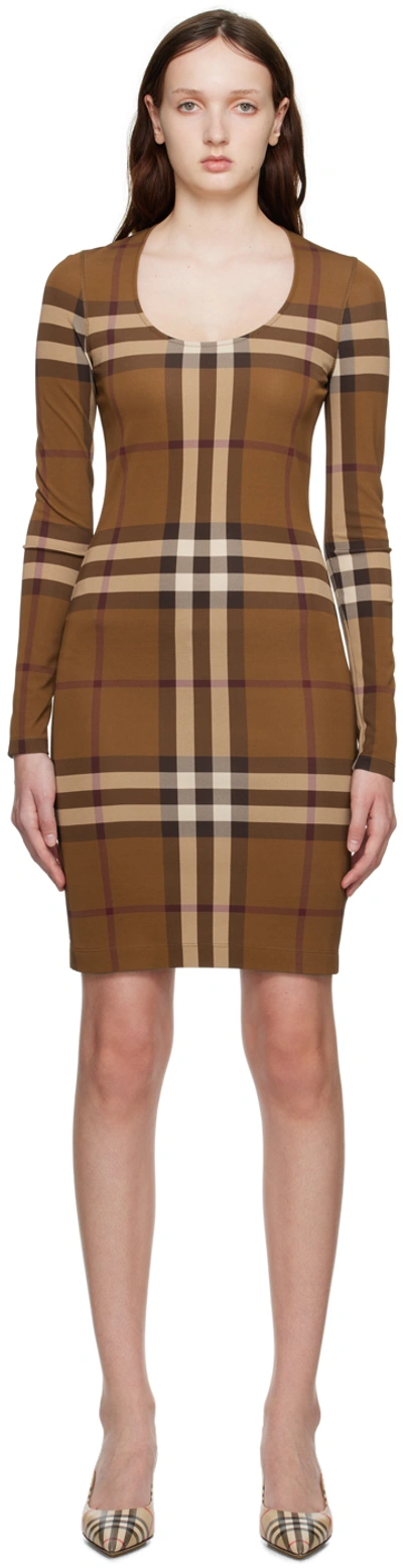 Burberry Vintage Check Mini Dress In Brown
