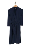 Love By Design Prescott Three-quarter Sleeve Faux Wrap Dress In Navy Blazer