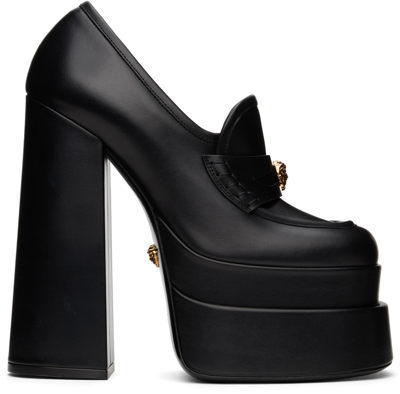 Versace Black Aevitas Platform Loafers In New