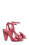 Tory Burch Women's Flower-heeled Patent Leather Ankle-strap Sandals In Light Berry