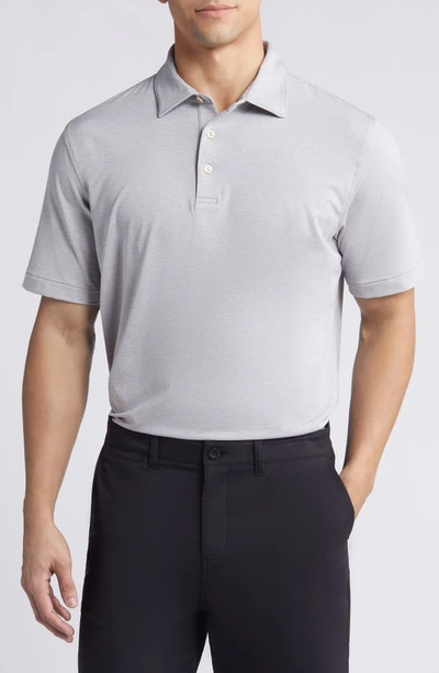 Peter Millar Halford Stripe Performance Golf Polo In Gale Grey