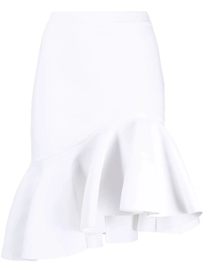 Alexander Mcqueen White Short Skirt With Asymmetrical Peplum Hemline