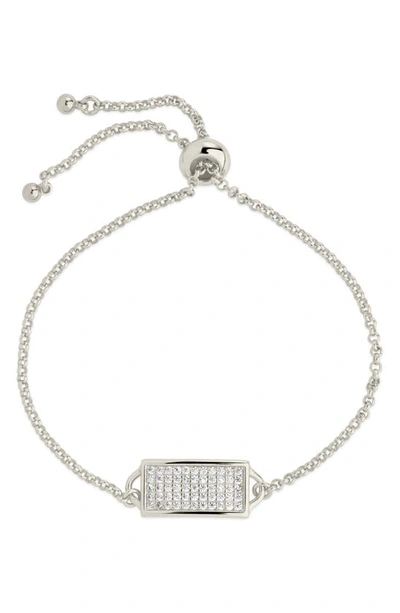 Sterling Forever Jayne Cubic Zirconia Pave Cluster Bolo Bracelet In Grey