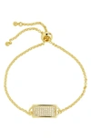 Sterling Forever Jayne Cubic Zirconia Pave Cluster Bolo Bracelet In Gold