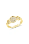 Sterling Forever Amy Pave Disc Graduated Ring In Gold