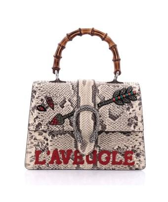 Gucci Pre-owned: Dionysus Bamboo Top Handle Bag Embroidered Python Medium In Neutral | ModeSens