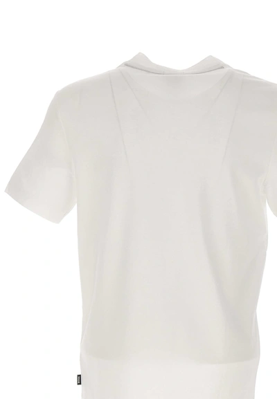 Hugo Boss Slim-fit T-shirt In Structured Cotton With Double Collar In White
