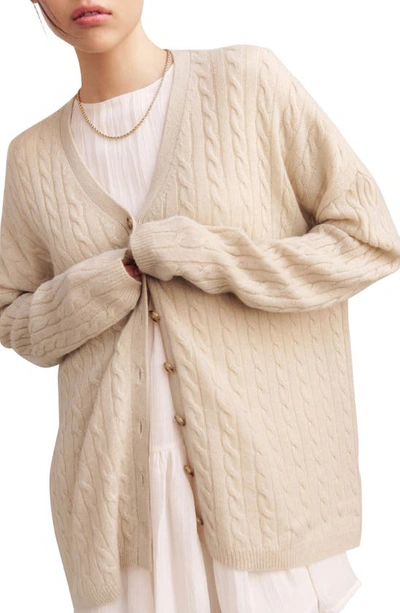Reformation Oversize Cable Knit Cashmere Cardigan In Neutrals