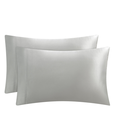 Juicy Couture Satin 2 Piece Pillow Case Set, Standard In Gray