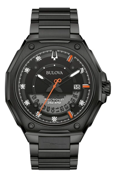 Bulova X Marc Anthony Men's Precisionist Diamond (1/20 Ct. T.w.) Black-tone Stainless Steel Bracelet Watch