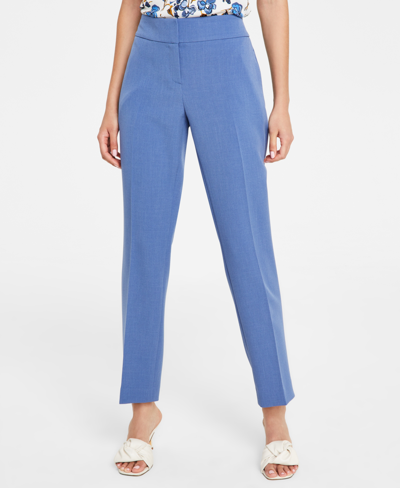 Kasper Plus Size Stretch Crepe Mid-rise Ankle Pants In Blue Heron