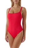 Melissa Odabash Tosca Ribbed Swimsuit In Red Ridges