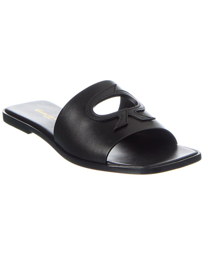 Gianvito Rossi Ribbon Slide Leather Sandal In Black