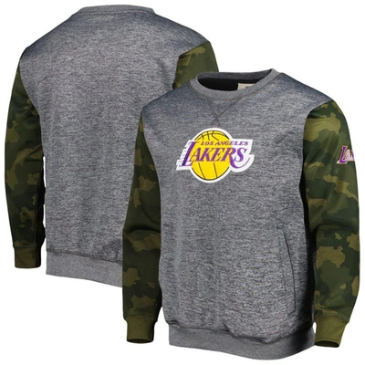 Fanatics Branded Heather Charcoal Los Angeles Lakers Camo Stitched Sweatshirt