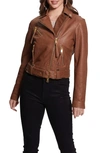 Guess Camille Leather Biker Jacket In Foxy Luxe