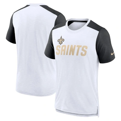 Nike White/heathered Black New Orleans Saints Color Block Team Name T-shirt